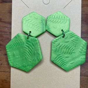 Metallic Green Polymer Clay Drop Earrings